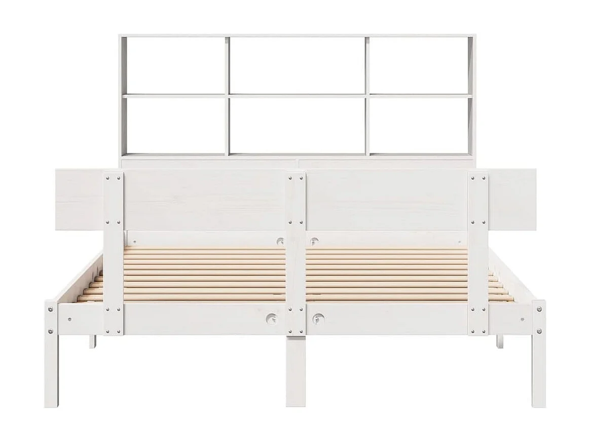 Cama com estante sem colchão 120x200 cm pinho maciço branco