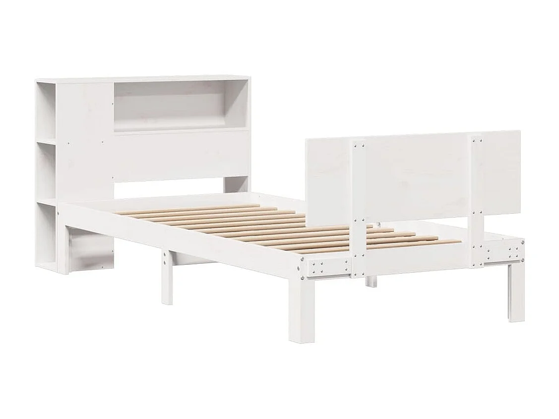 Cama com estante sem colchão 90x200 cm pinho maciço branco