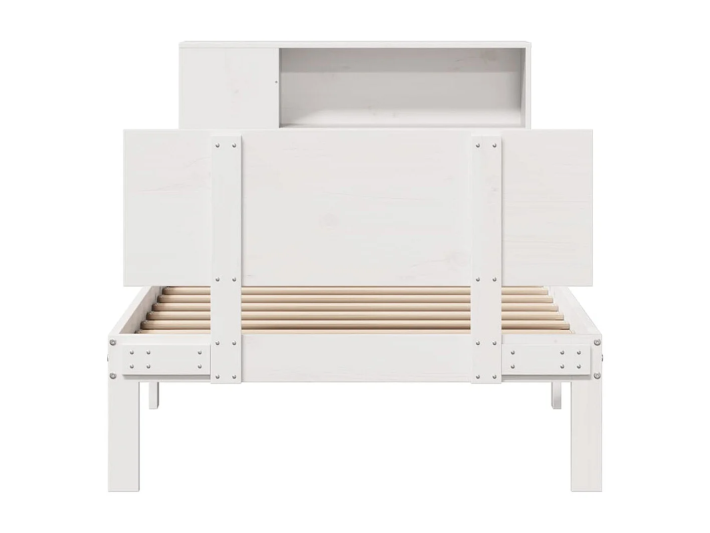 Cama con estantería sin colchón madera maciza blanco 90x200 cm