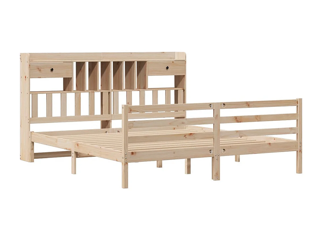 Cama con estantería sin colchón madera maciza de pino 180x200cm