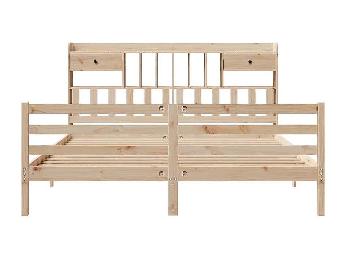 Cama con estantería sin colchón madera maciza de pino 180x200cm