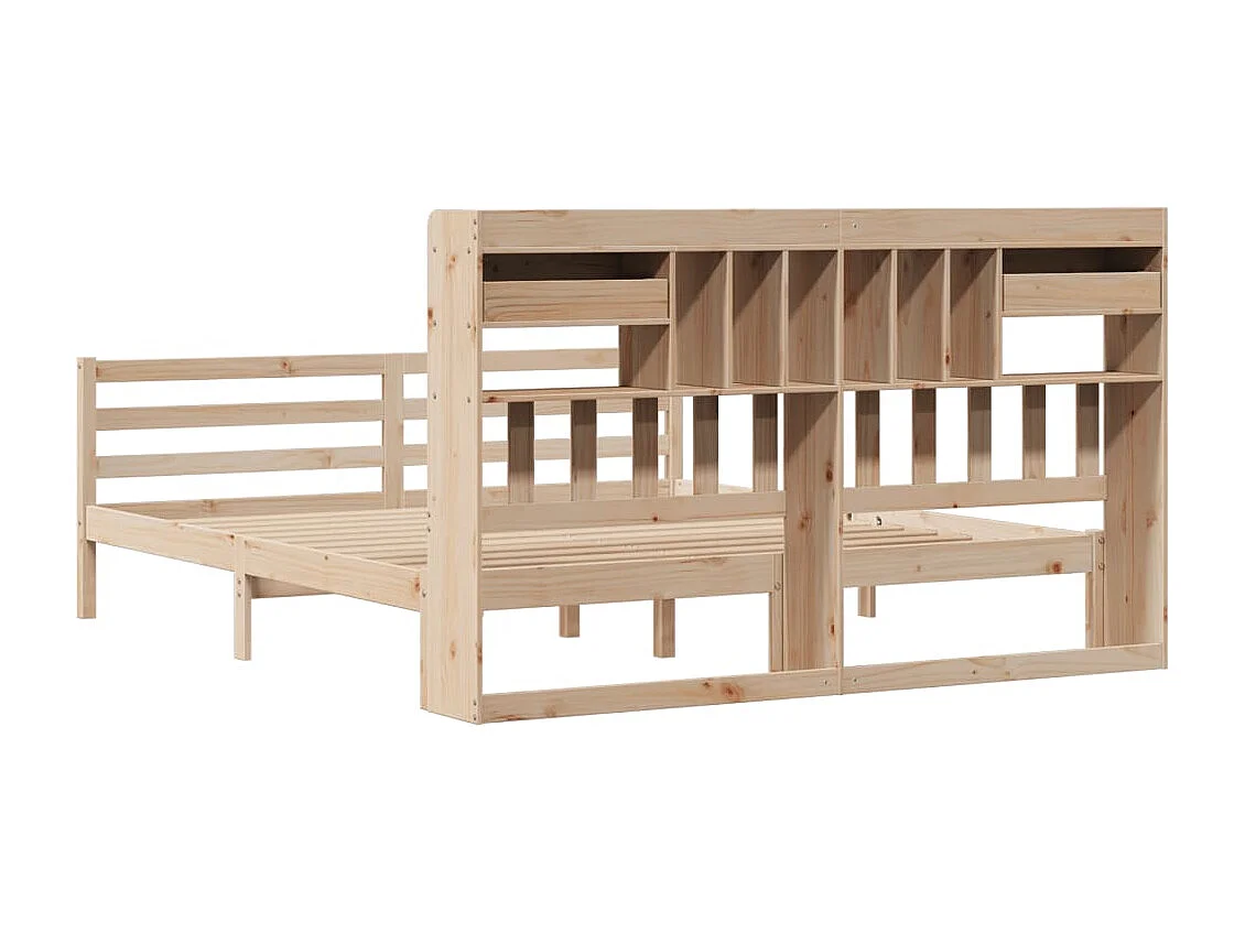 Cama con estantería sin colchón madera maciza de pino 180x200cm
