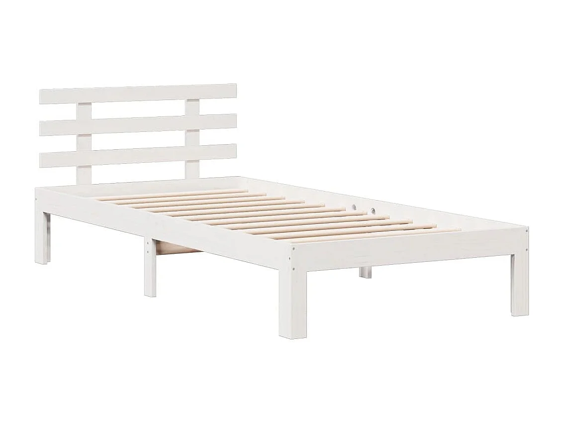 Cama con estantería sin colchón madera maciza blanco 90x200 cm