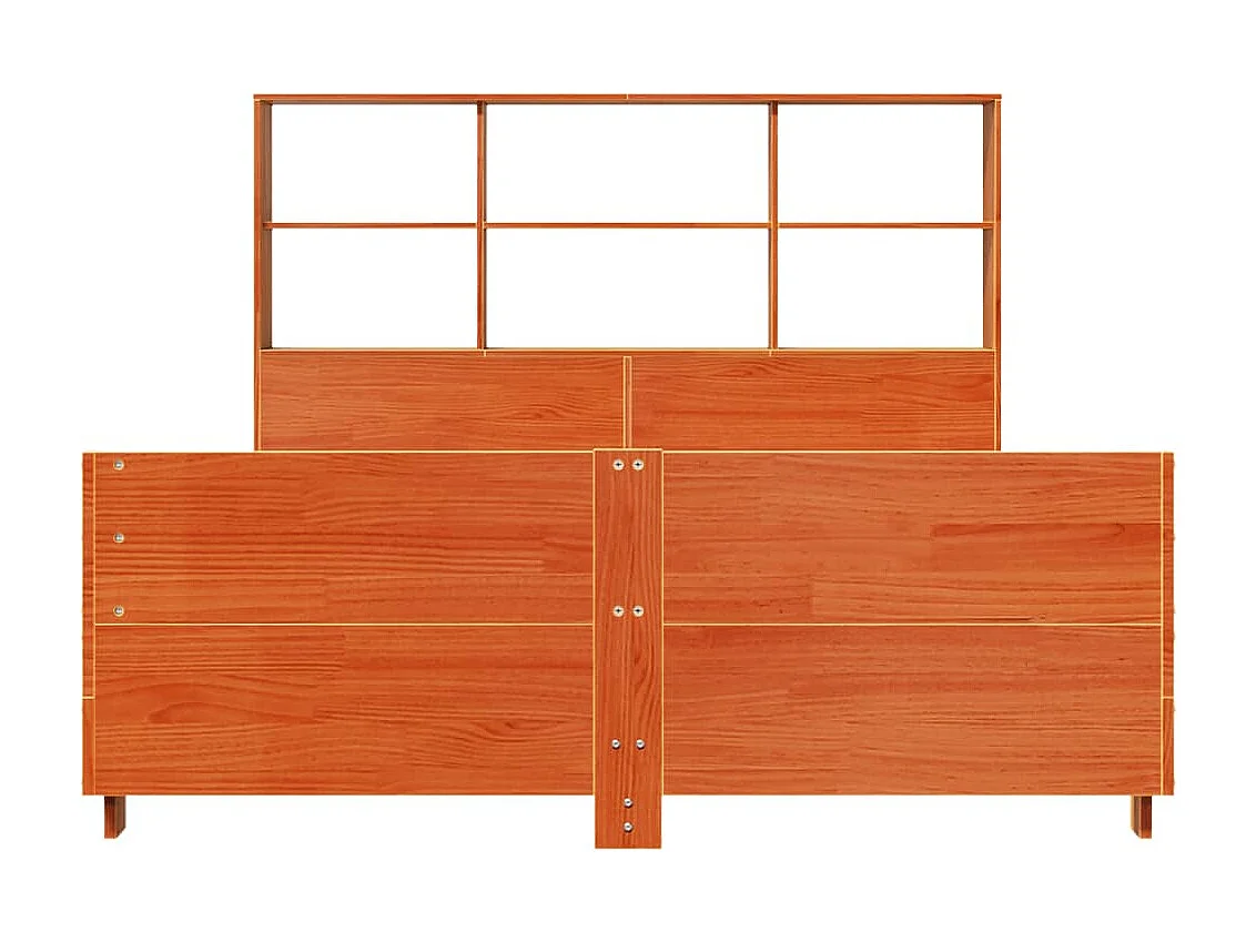 Cama sin colchón madera maciza de pino marrón cera 140x190 cm