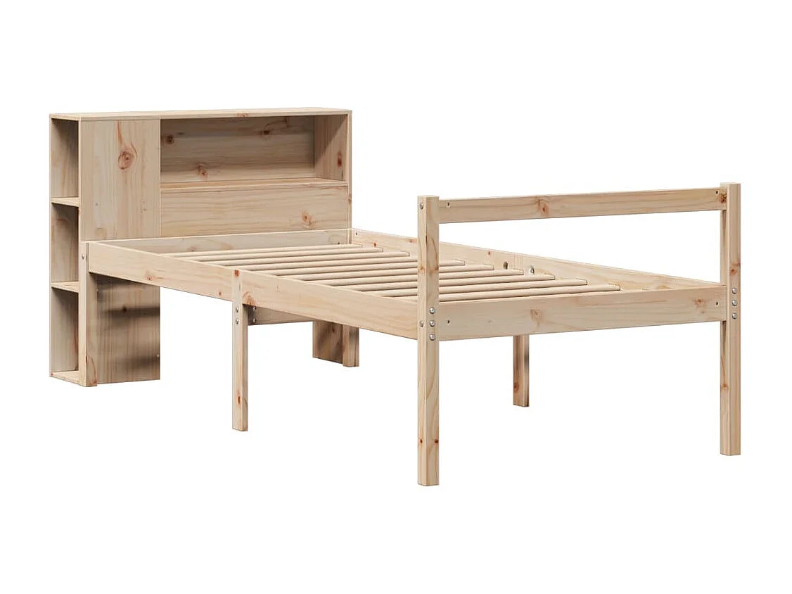Cama con estantería sin colchón madera maciza de pino 90x190 cm