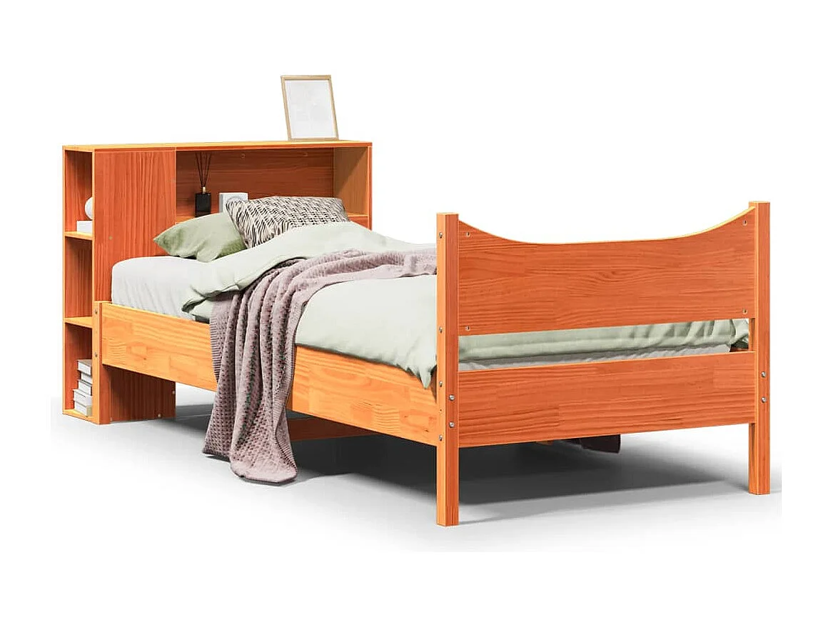 Estructura de cama sin colchón madera maciza marrón 75x190 cm