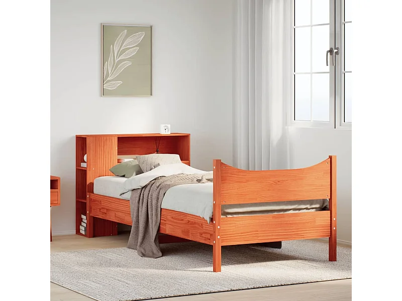 Estructura de cama sin colchón madera maciza marrón 75x190 cm