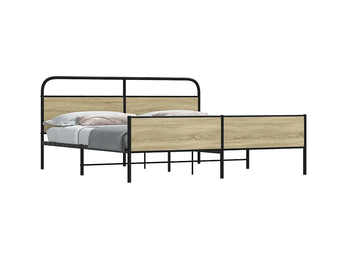 Cadre de lit en métal sans matelas chêne sonoma 193x203 cm