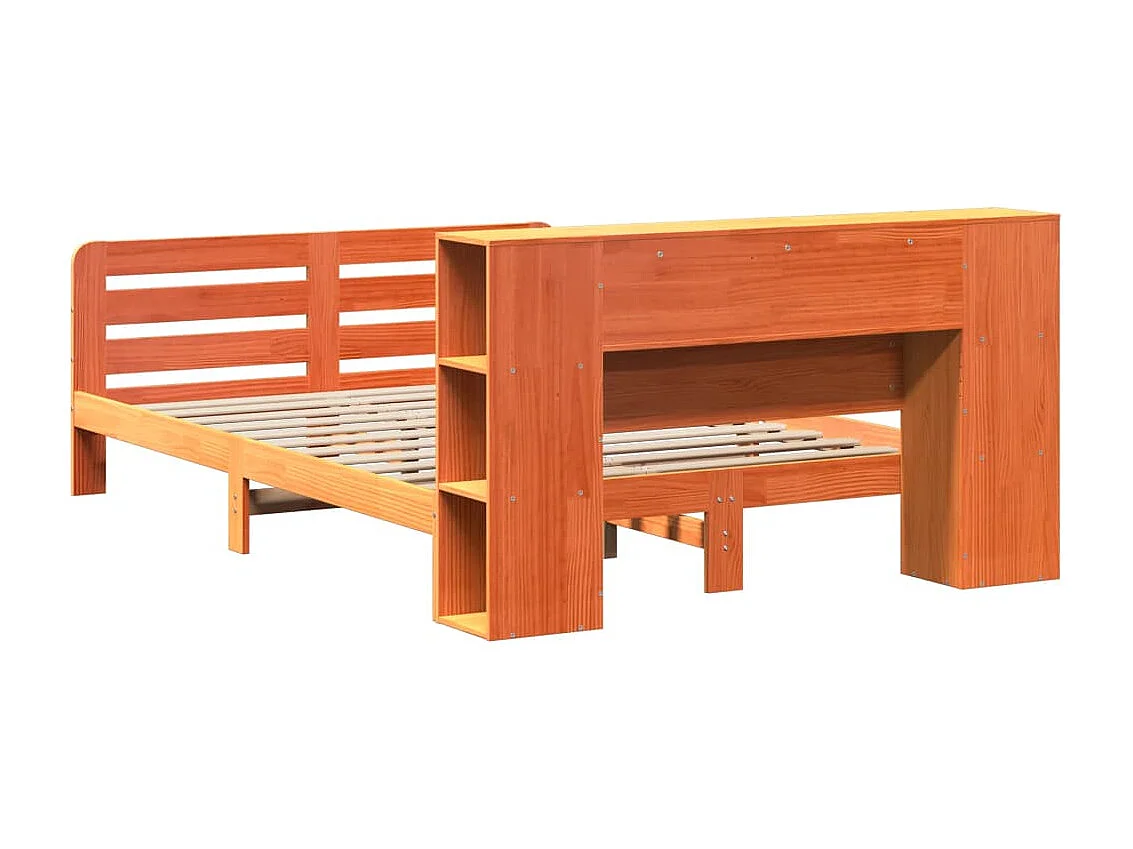 Cama sem colchão 150x200 cm madeira pinho maciça castanho-mel