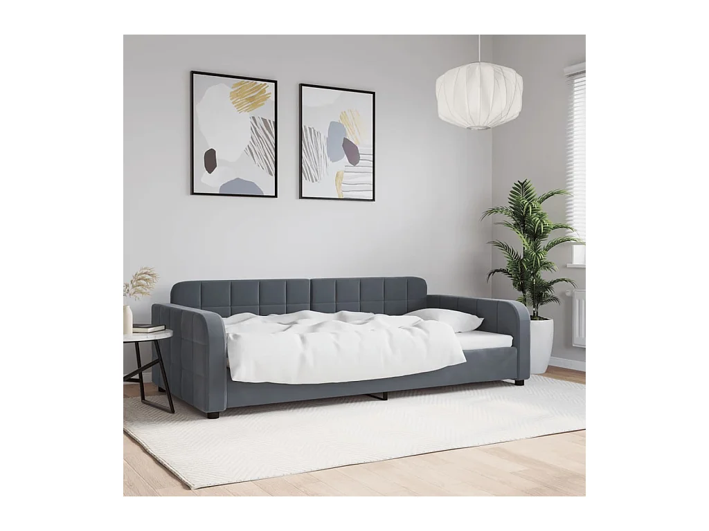 Lit de repos sans matelas gris foncé 100x200 cm velours