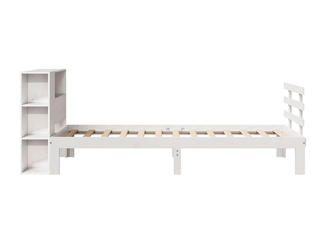 Cama com estante sem colchão 100x200 cm pinho maciço branco