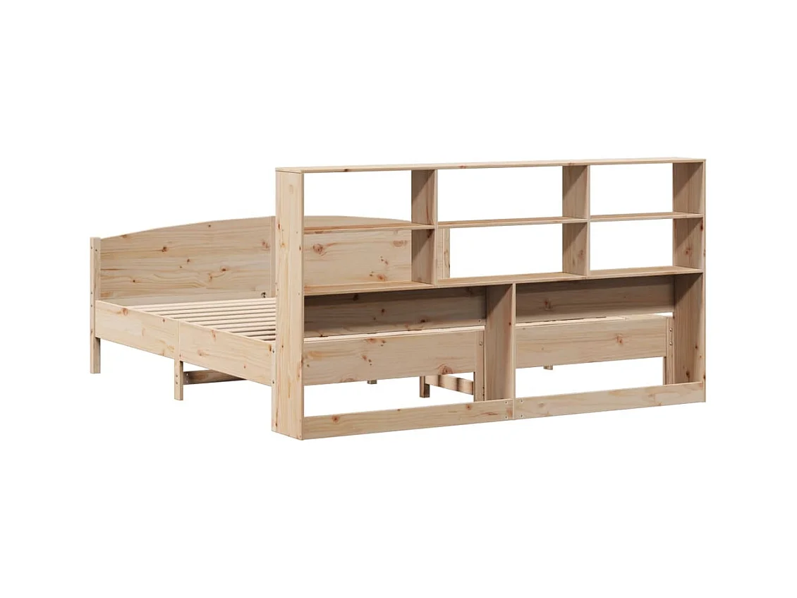 Lit bibliothèque sans matelas 180x200 cm bois massif de pin