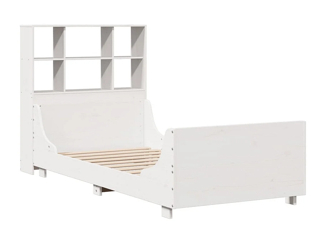 Cama com estante sem colchão 90x190 cm madeira maciça branco