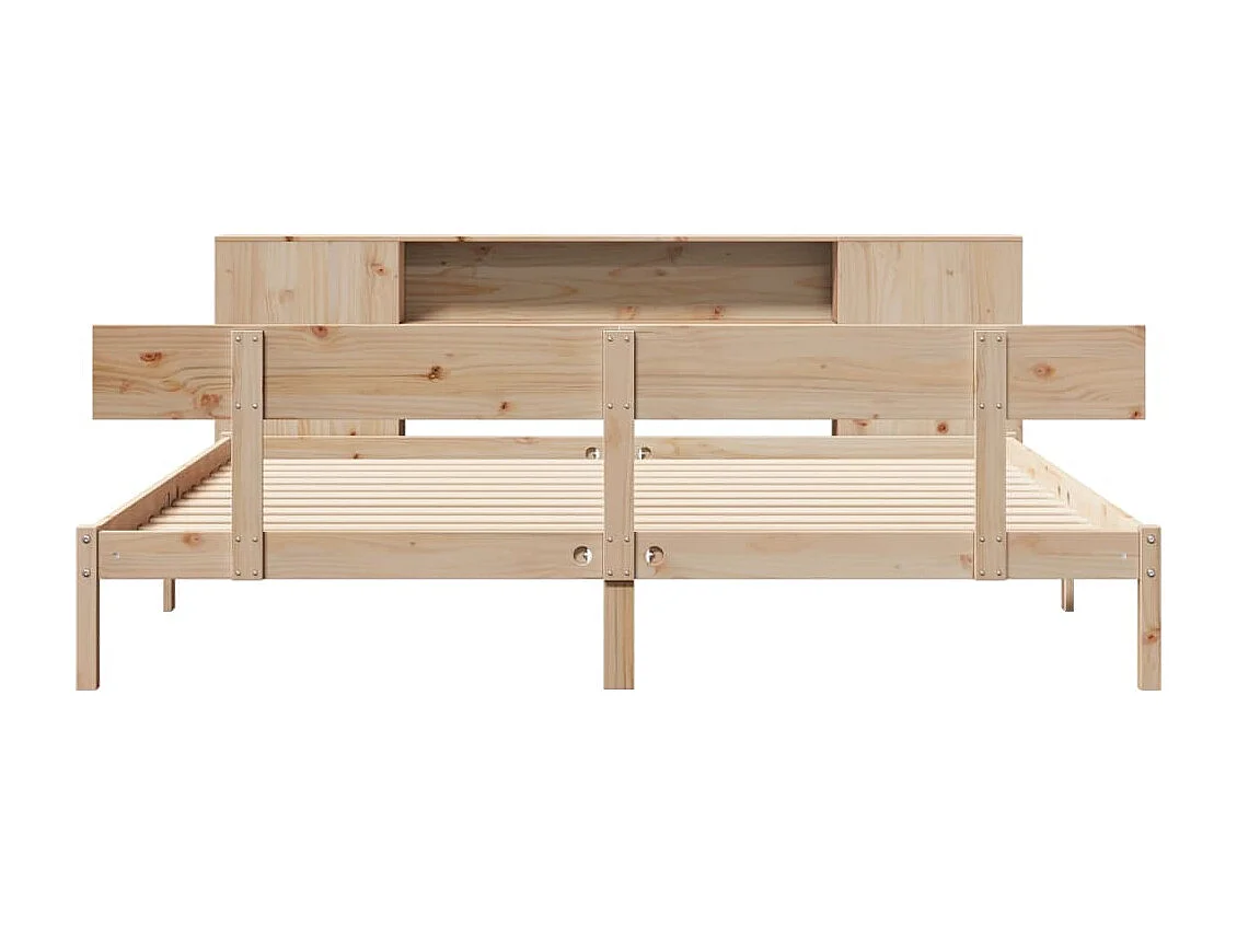 Lit bibliothèque sans matelas 200x200 cm bois massif de pin