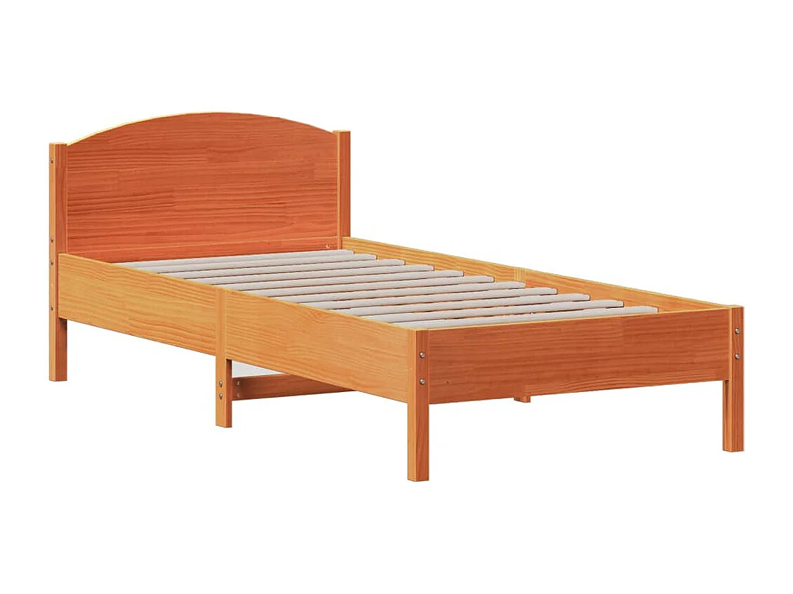 Cama con estantería sin colchón madera maciza marrón 100x200 cm