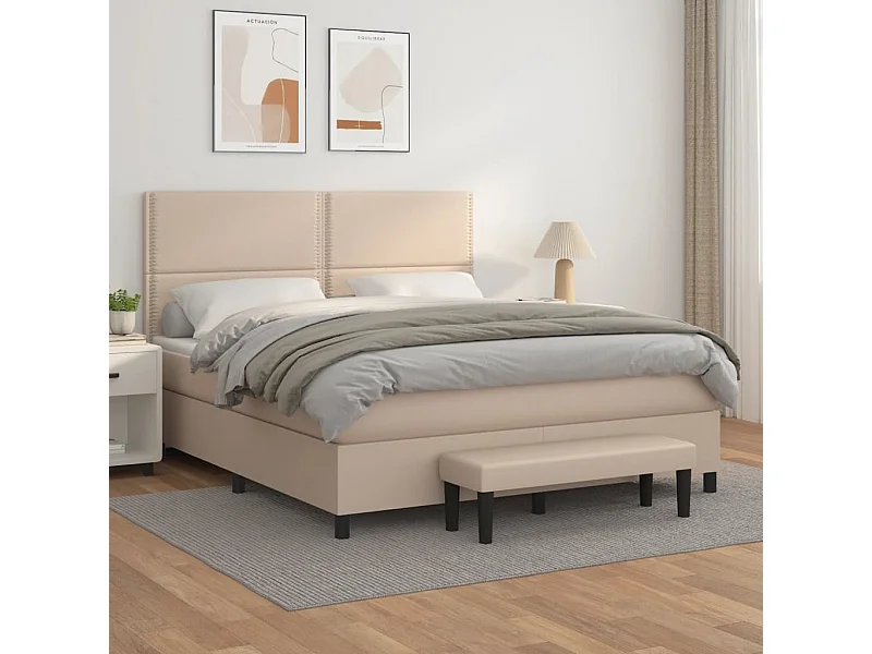 Cama com molas/colchão 180x200 cm couro artificial cappuccino