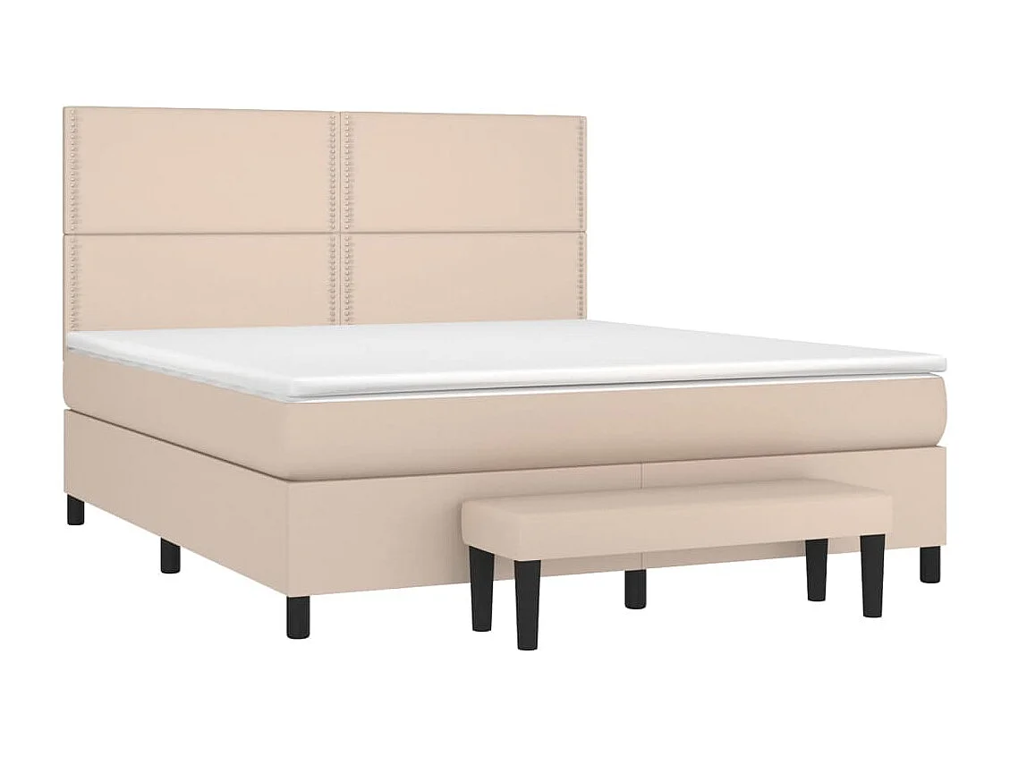 Cama com molas/colchão 180x200 cm couro artificial cappuccino