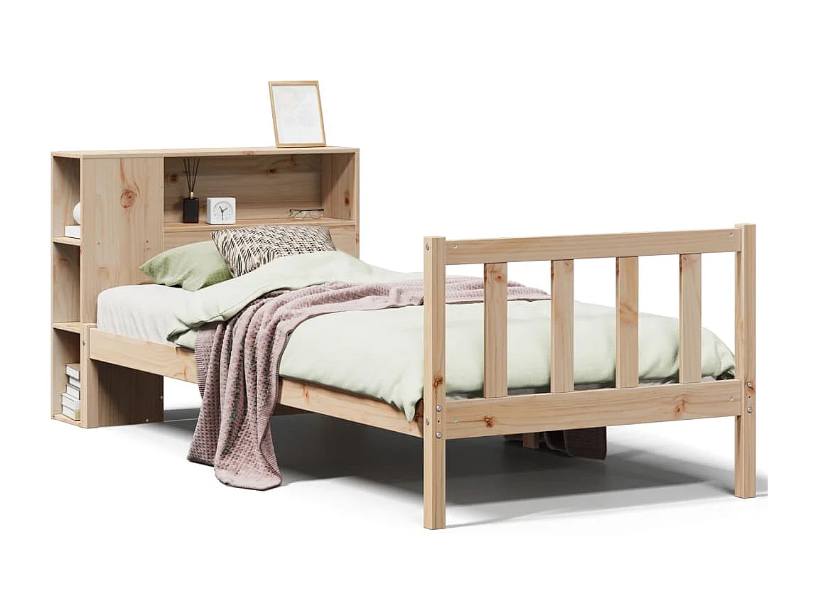 Cama com estante sem colchão 90x190 cm pinho maciço