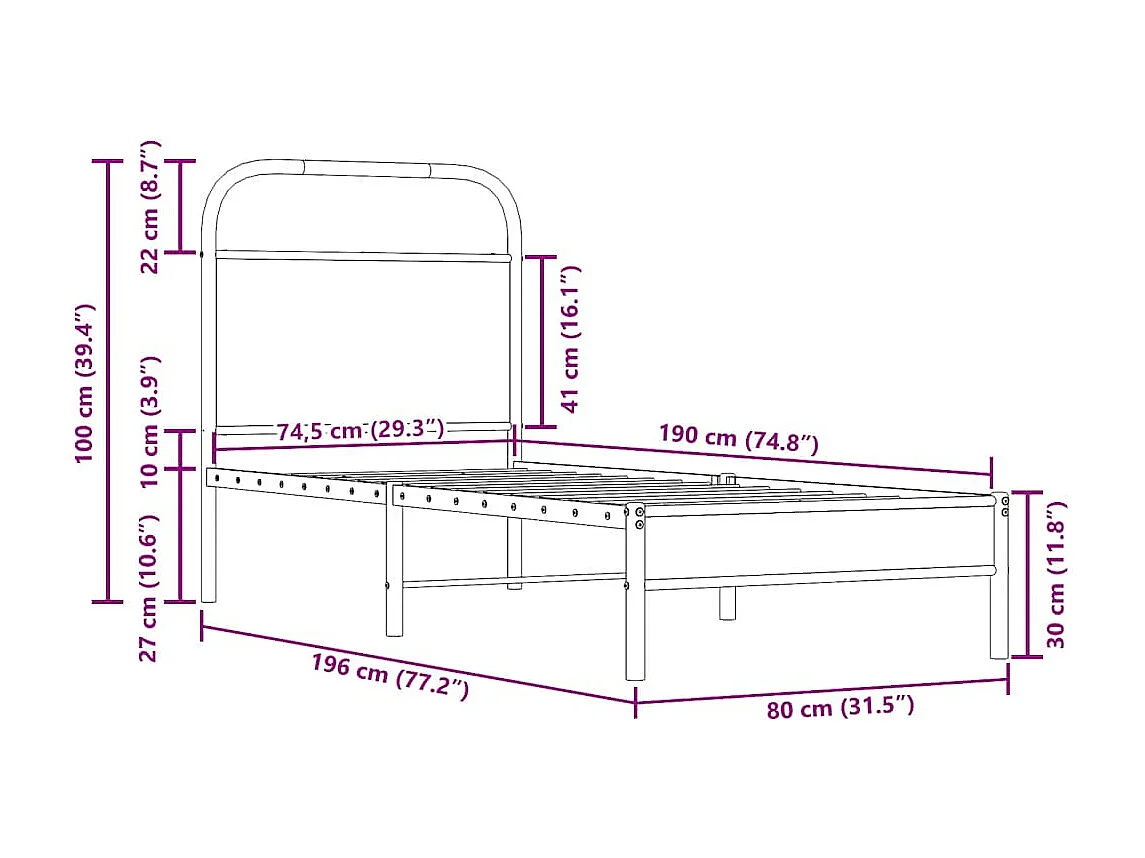 Estructura cama sin colchón 75x190 cm madera contrachapada