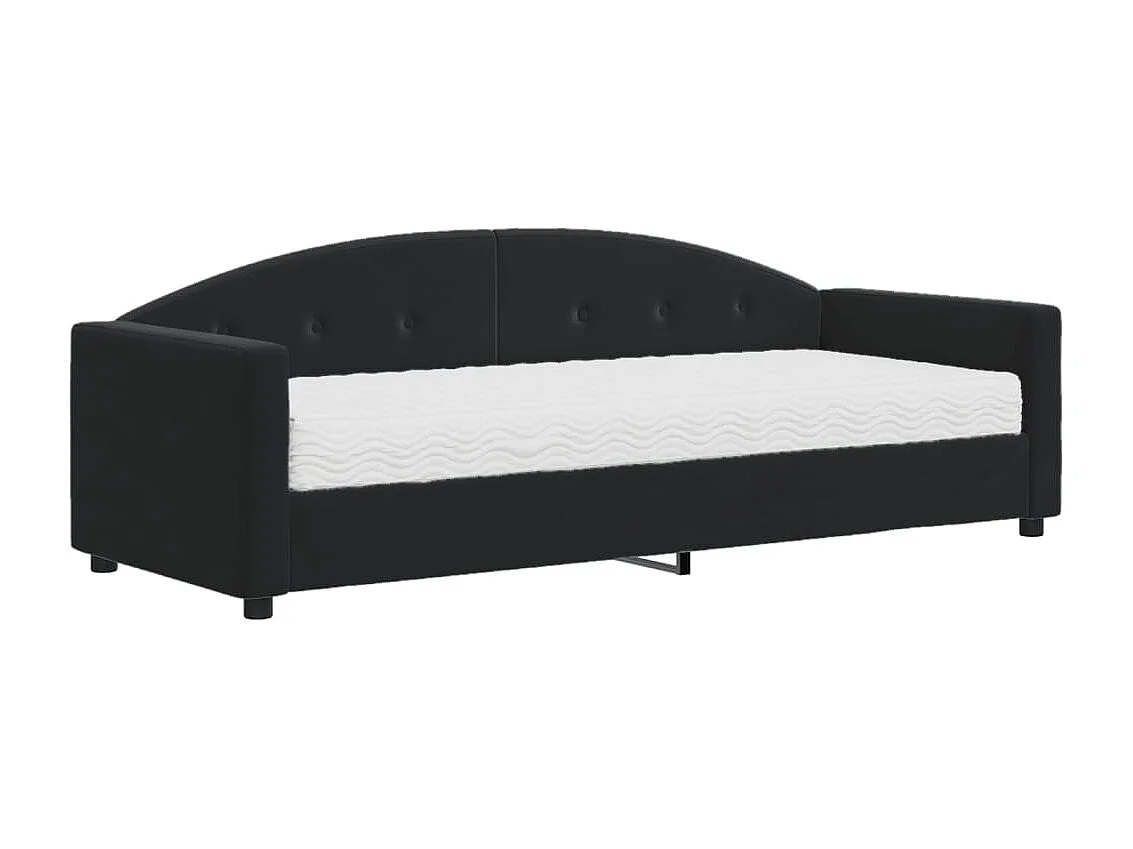 Lit de jour avec matelas noir 80x200 cm velours