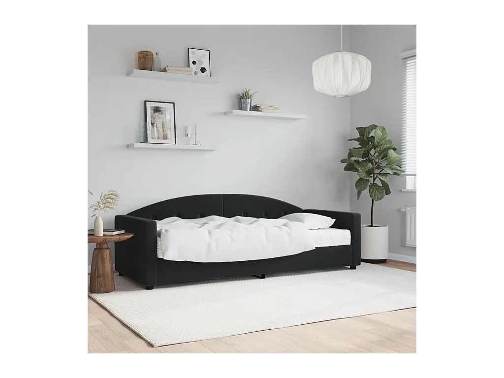 Lit de jour avec matelas noir 80x200 cm velours