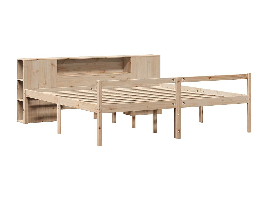 Cama con estantería sin colchón madera maciza de pino 180x200cm