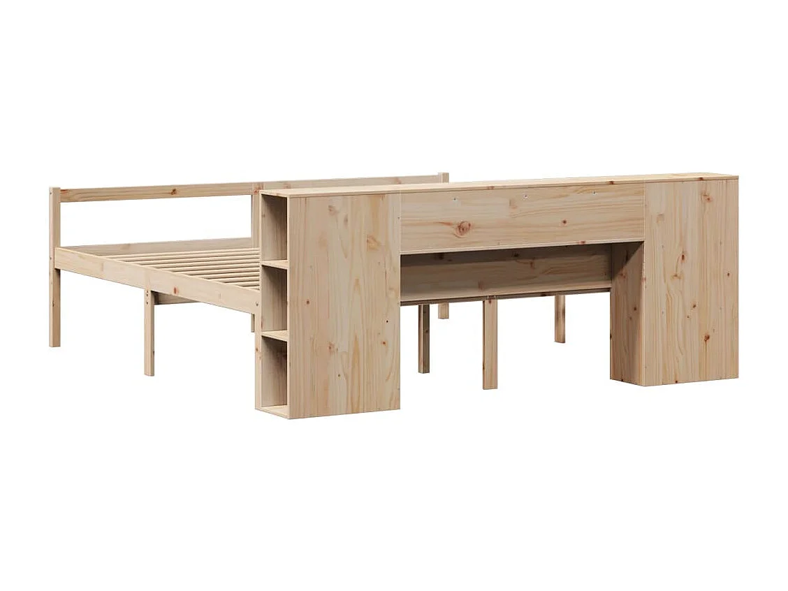 Cama con estantería sin colchón madera maciza de pino 180x200cm
