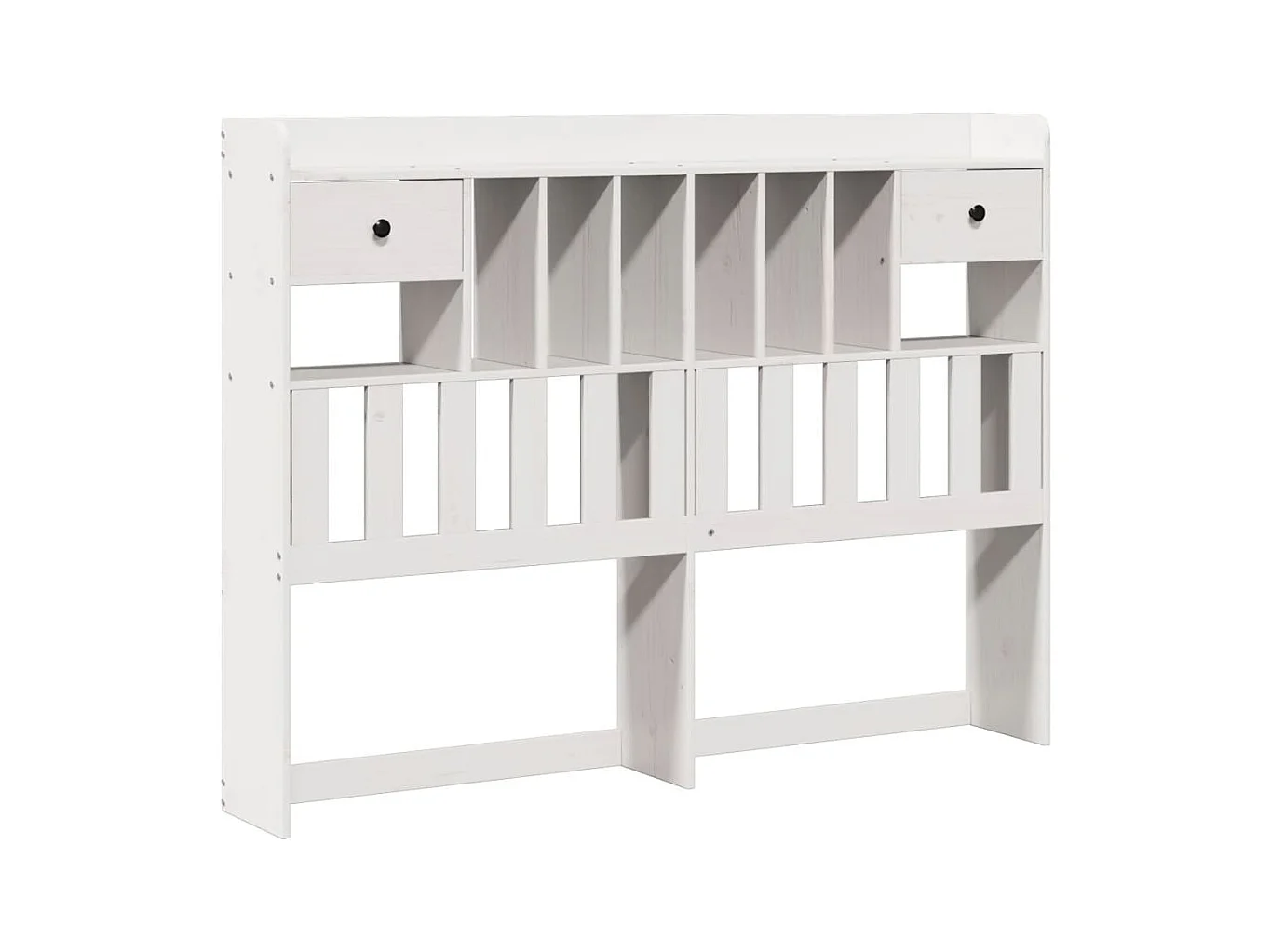 Cama con estantería sin colchón madera maciza blanca 160x200 cm