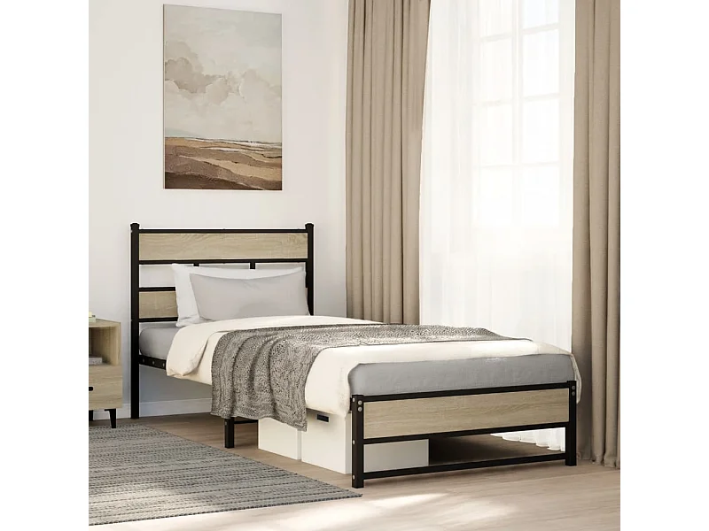 Cadre de lit en métal sans matelas chêne sonoma 80x200 cm
