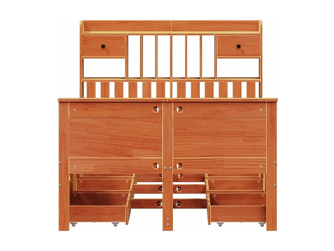 Cama com estante sem colchão 135x190 cm pinho maciço
