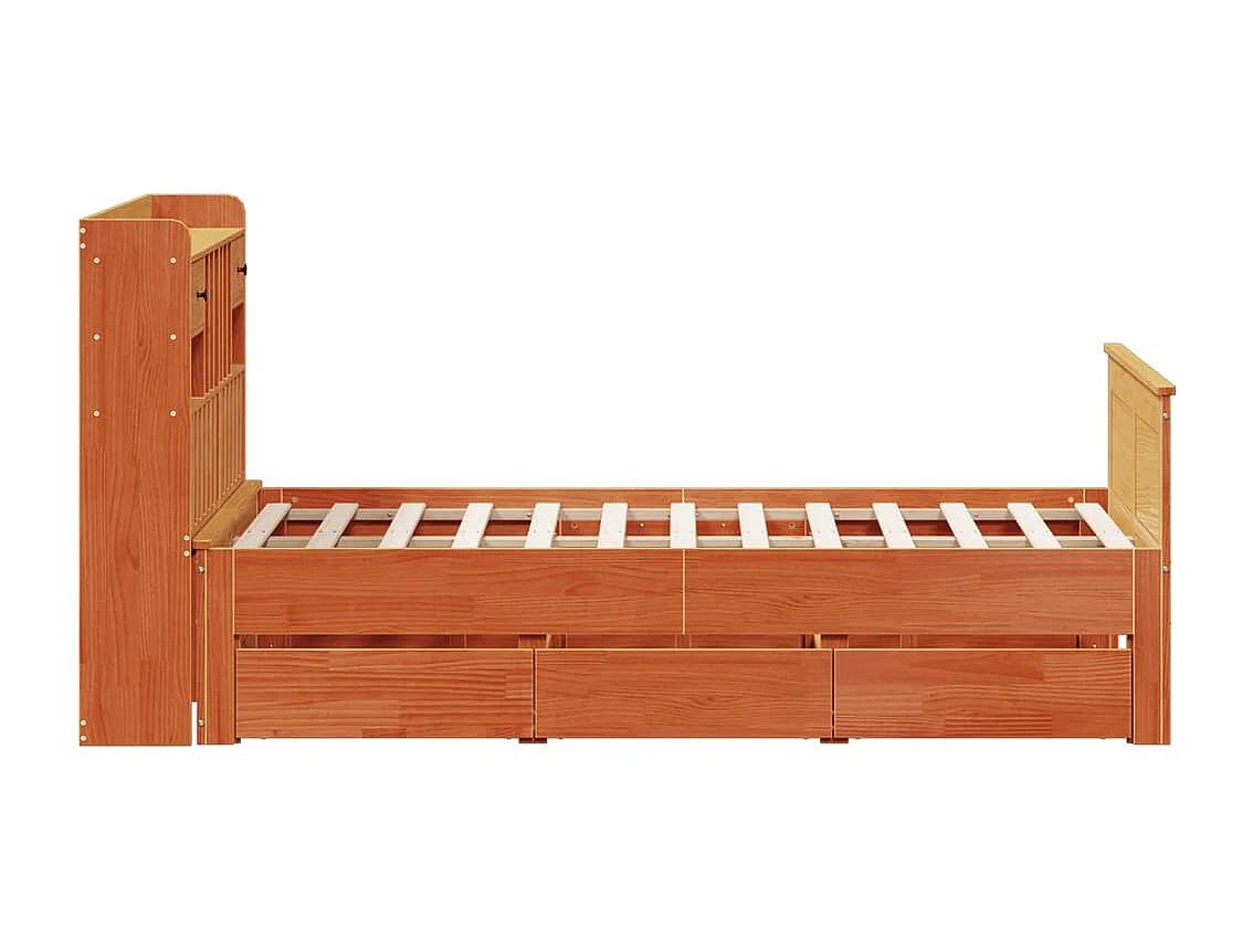 Cama com estante sem colchão 135x190 cm pinho maciço