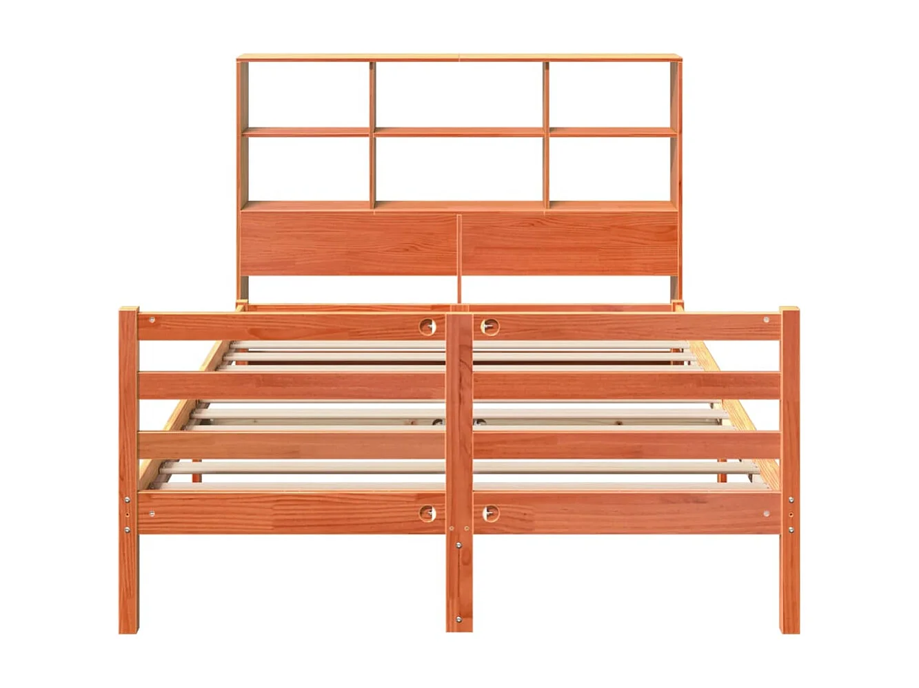 Lit bibliothèque sans matelas cire marron 140x200cm bois massif
