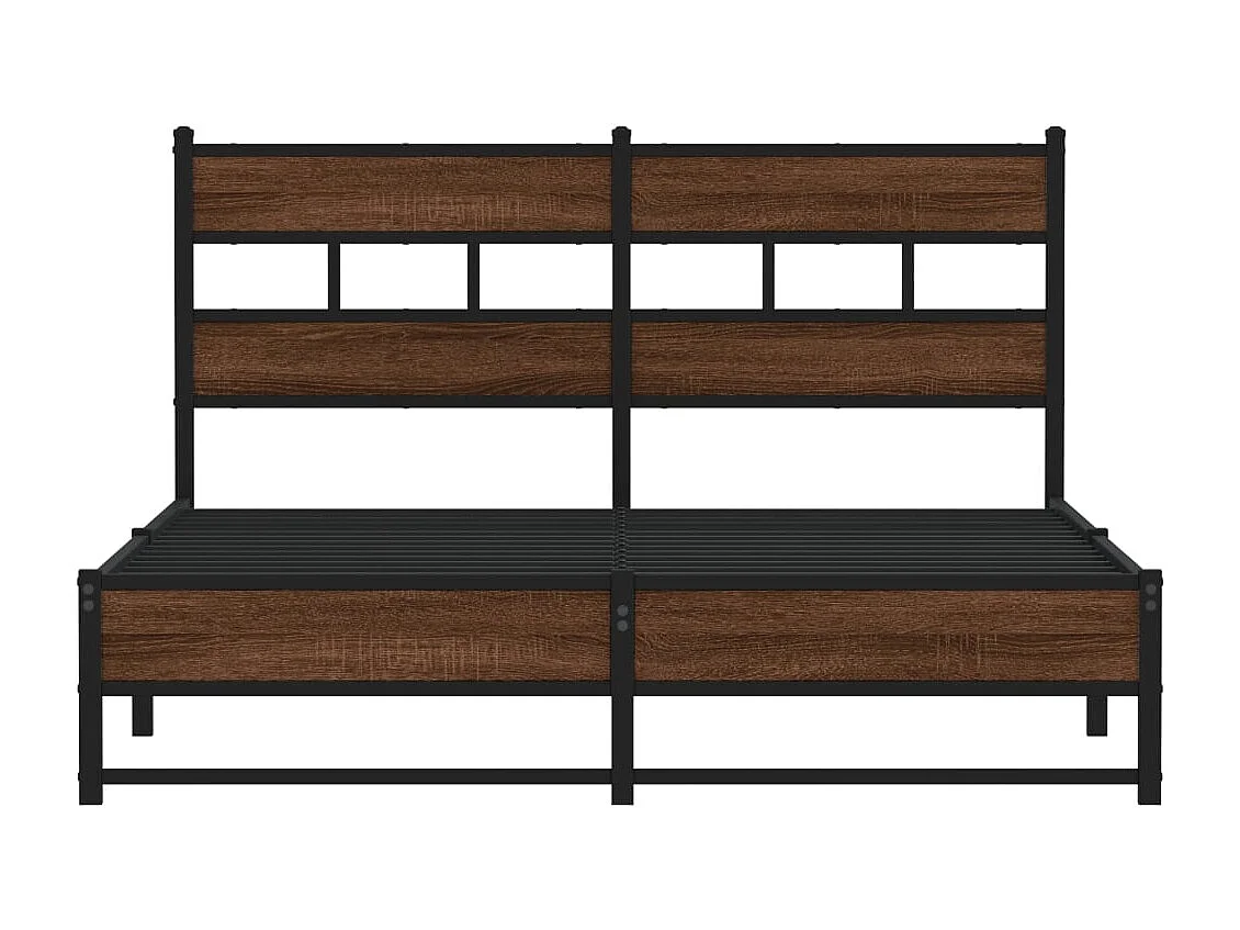 Cadre de lit en métal sans matelas chêne marron 160x200 cm