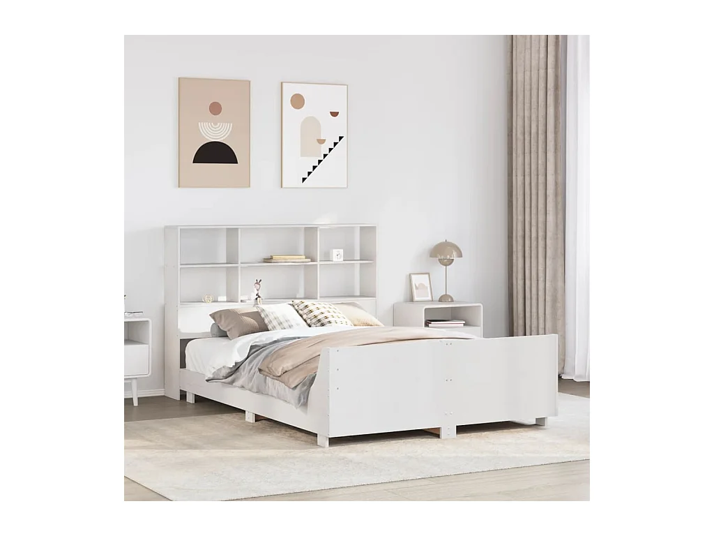 Cadre de lit sans matelas blanc 140x190 cm bois de pin massif