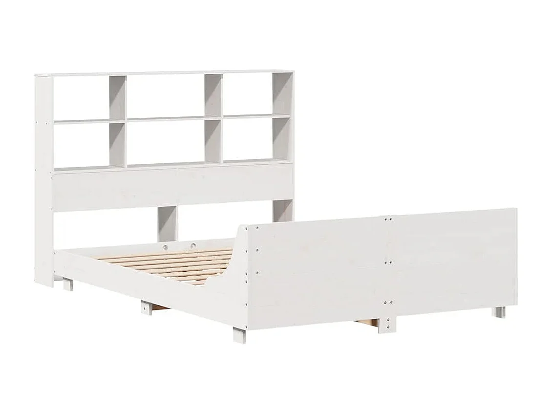 Cama sem colchão 140x190 cm madeira de pinho maciça branco