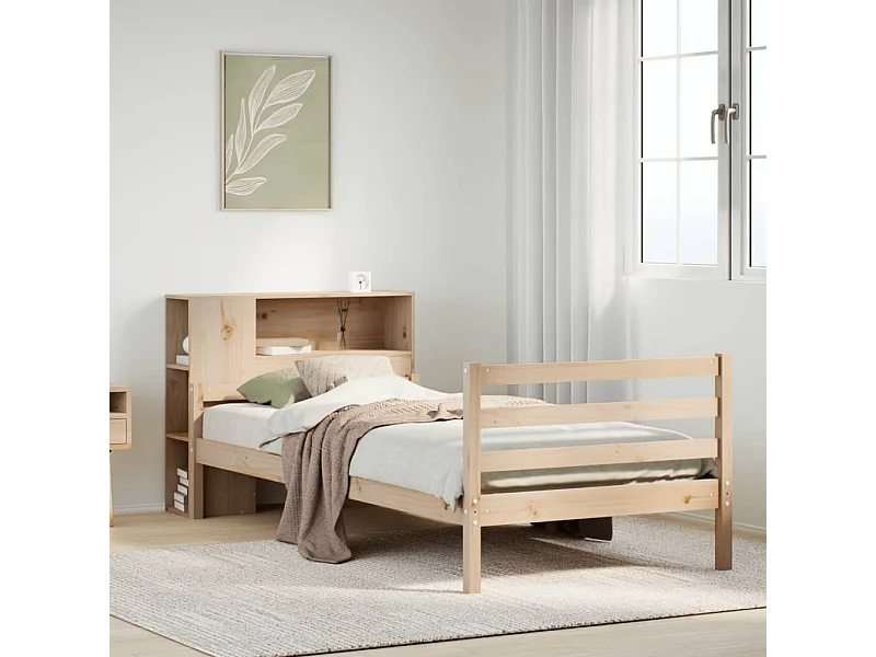 Cama con estantería sin colchón madera maciza de pino 90x200 cm