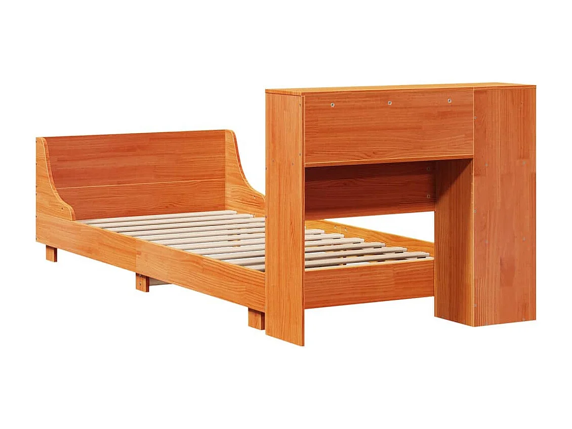 Cama sem colchão 100x200 cm pinho maciço castanho-mel
