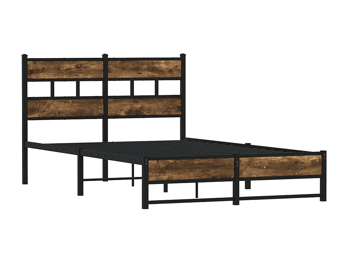 Estructura de cama sin colchón metal roble ahumado 120x200 cm