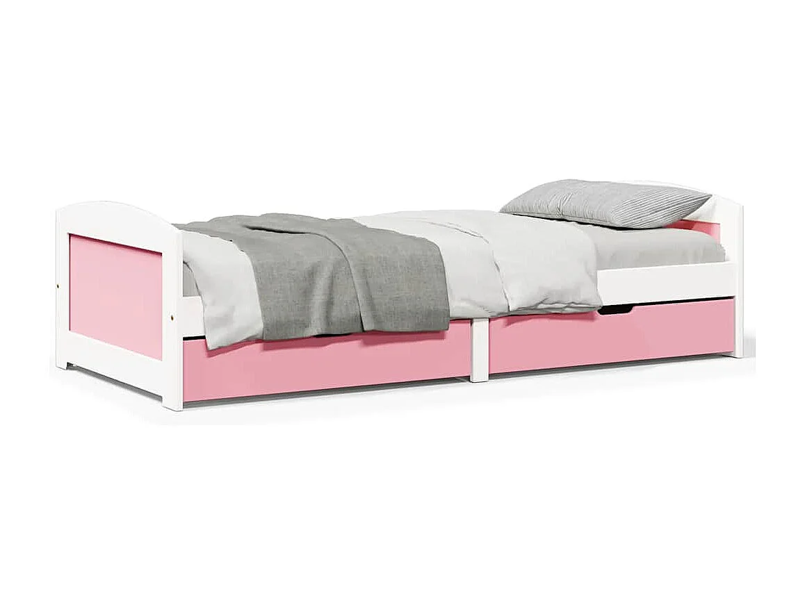 Sofá-cama com 2 gavetas sem colchão 90x200 cm IRUN branco&rosa