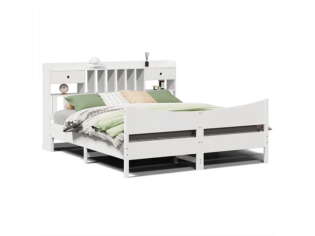 Cadre de lit sans matelas blanc 180x200 cm bois massif de pin