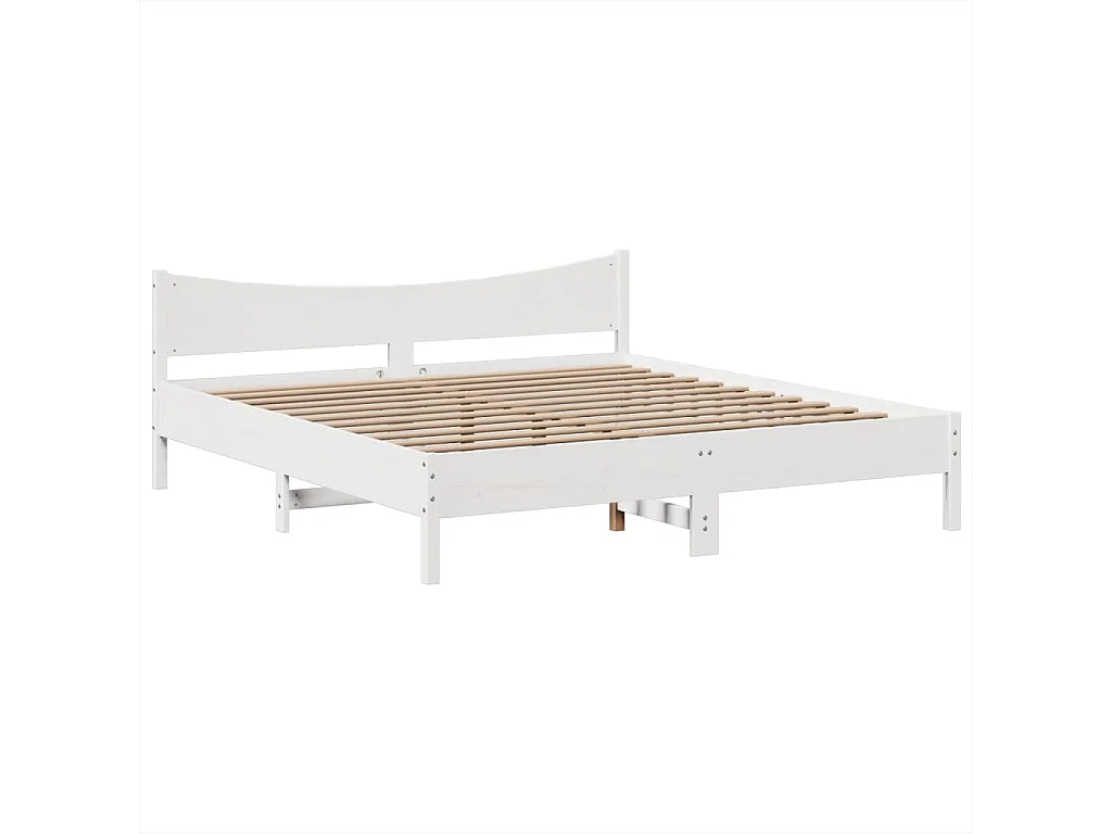 Cadre de lit sans matelas blanc 180x200 cm bois massif de pin