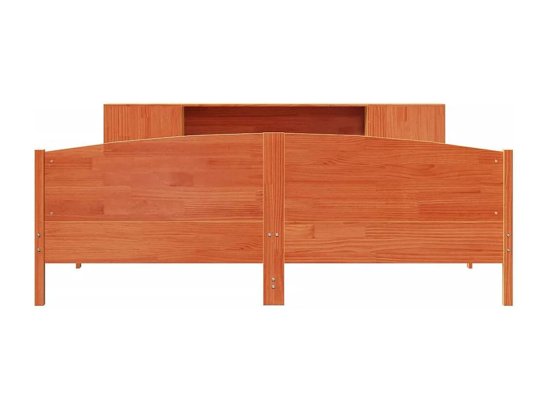 Cama con estantería sin colchón madera maciza marrón 180x200cm