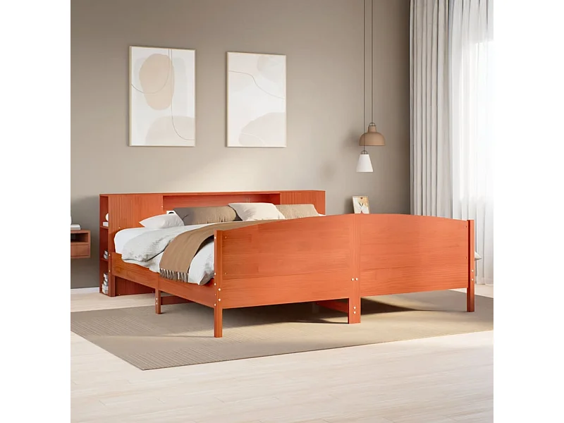 Cama com estante sem colchão 180x200 cm pinho maciço