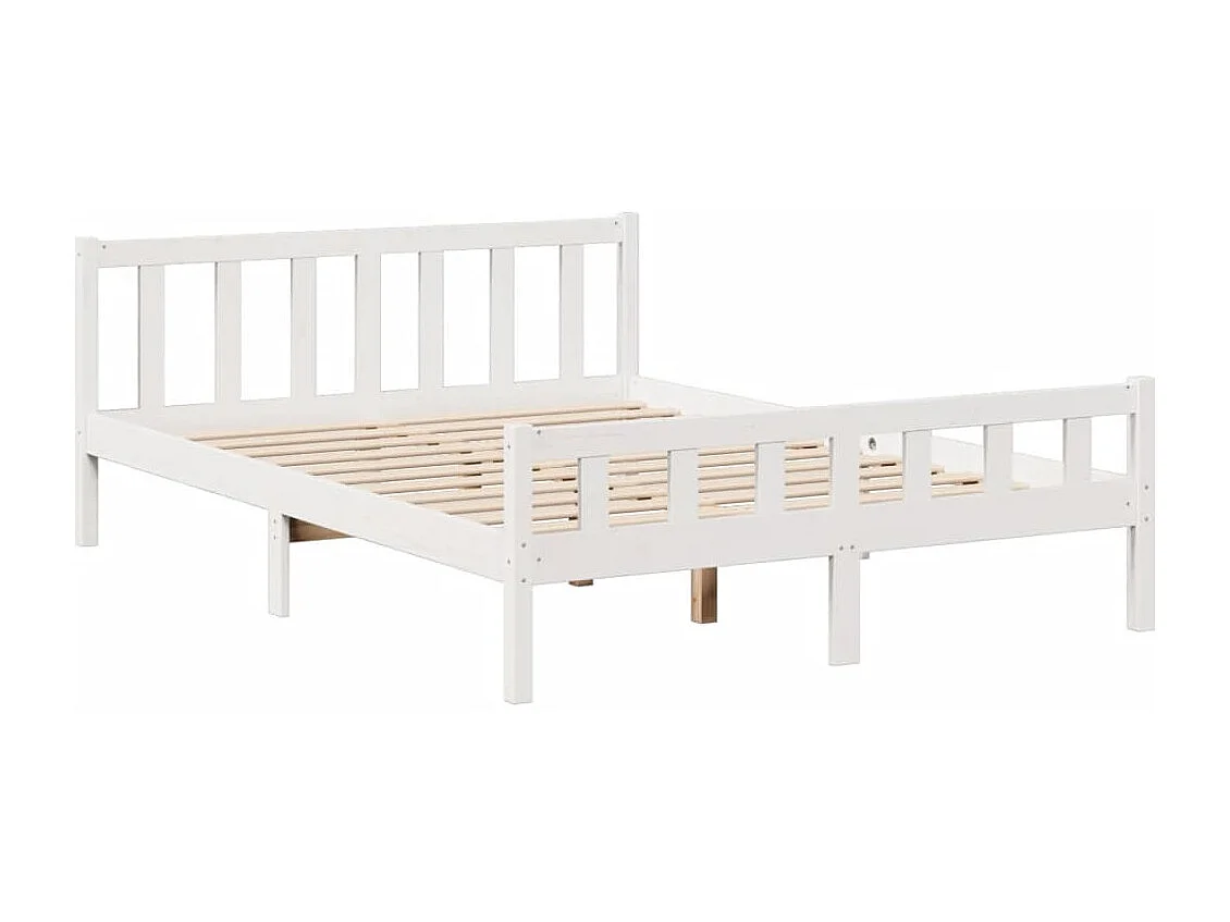 Cama con estantería sin colchón madera maciza blanca 150x200 cm