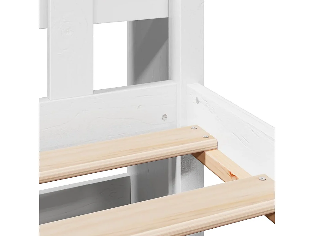 Cama con estantería sin colchón madera maciza blanca 150x200 cm