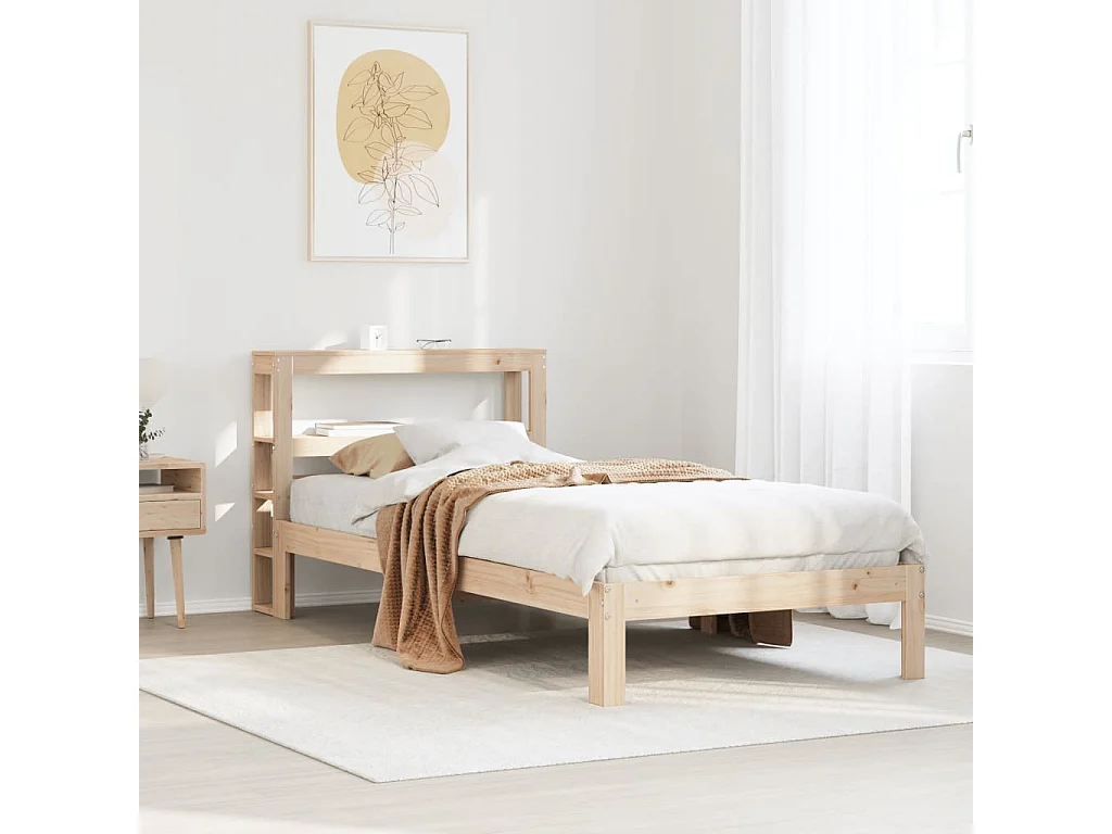 Estructura de cama con cabecero madera maciza pino 75x190 cm