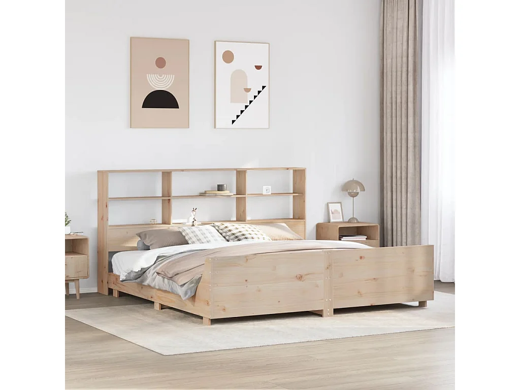 Estructura de cama sin colchón madera maciza de pino 180x200 cm