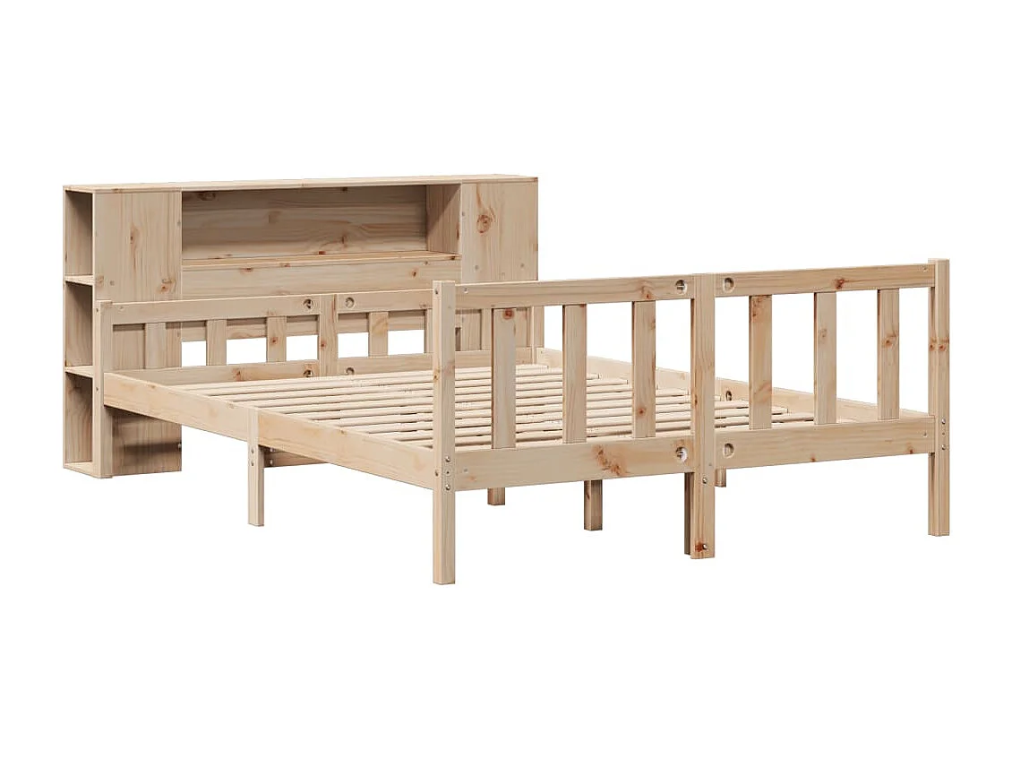Cama con estantería sin colchón madera maciza de pino 120x190cm