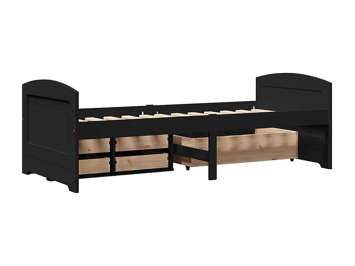 Sofá-cama com 5 gavetas sem colchão 90x200 cm IRUN preto
