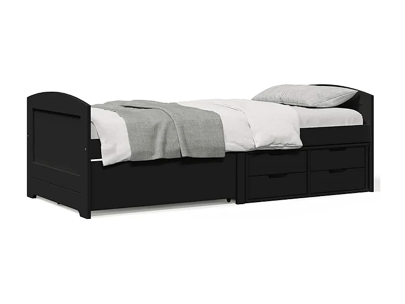 Sofá-cama com 5 gavetas sem colchão 90x200 cm IRUN preto